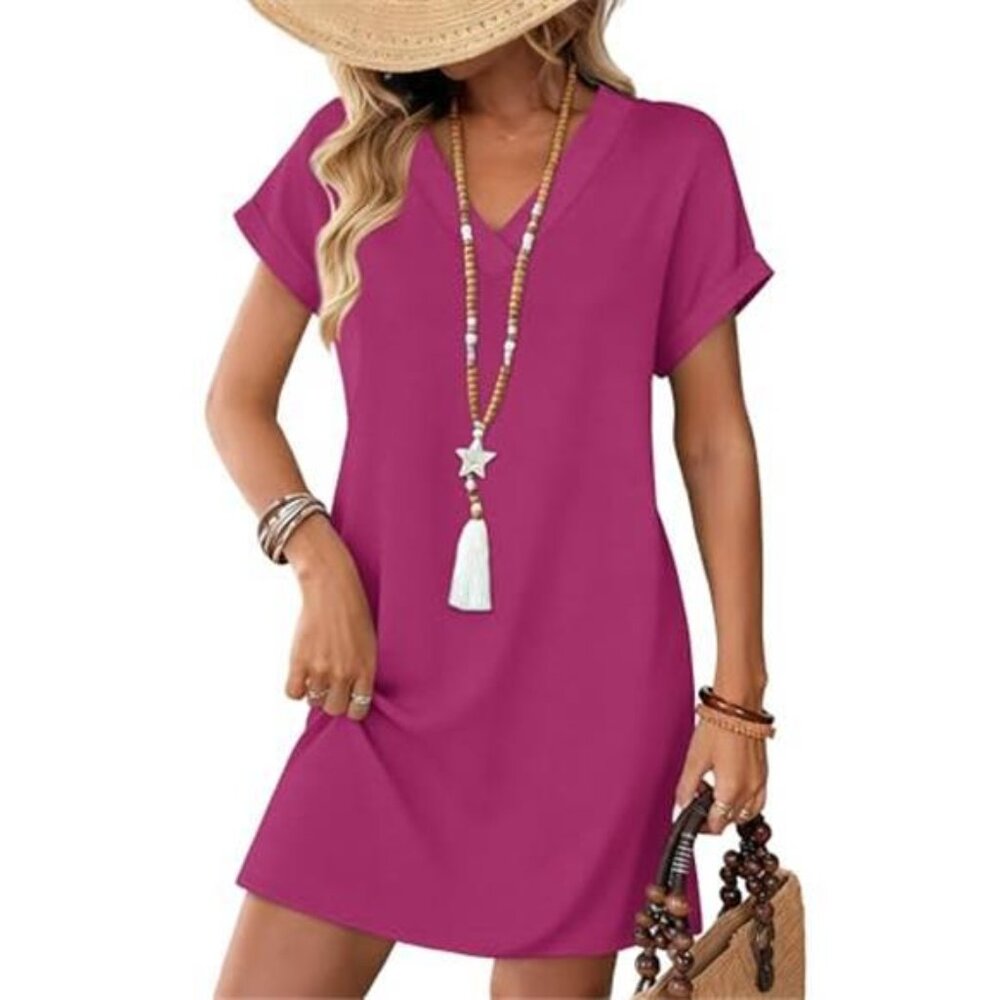 Casual Summer T-shirt Dress Wedding Guest Dresses Short Sleeve